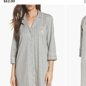 Ralph Lauren Cotton Jersey Sleep Shirt Greystone Gray Stripes